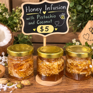 Honey infused with Pistachio & Coconut